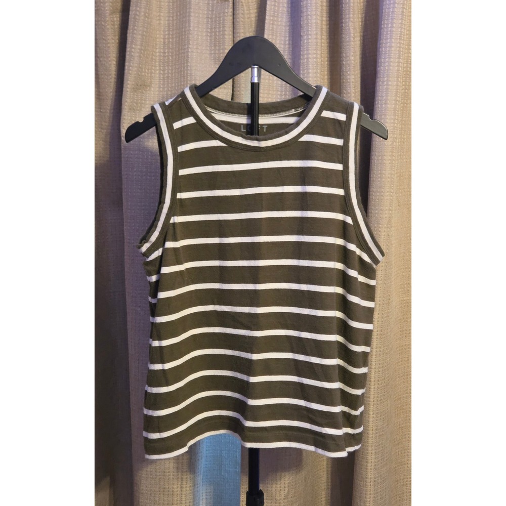 Loft Striped Tank Top Women's Size Large Green White